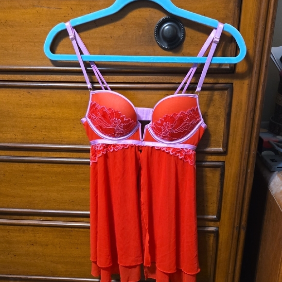 Auden Other - Auden Red and Lilac Floral Babydoll Lingerie Top Size XS
